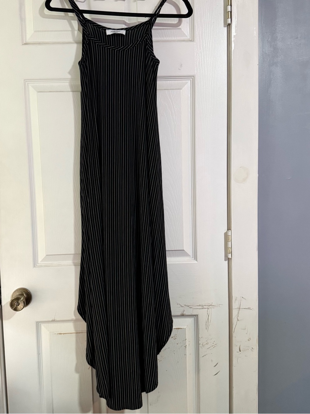 Sleeveless Maxi Dress Small Black Carly Jean LA  Pinstripe Classic Black